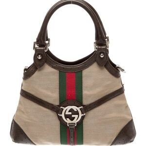 Gucci Beige and Dark Brown Shoulder Bag